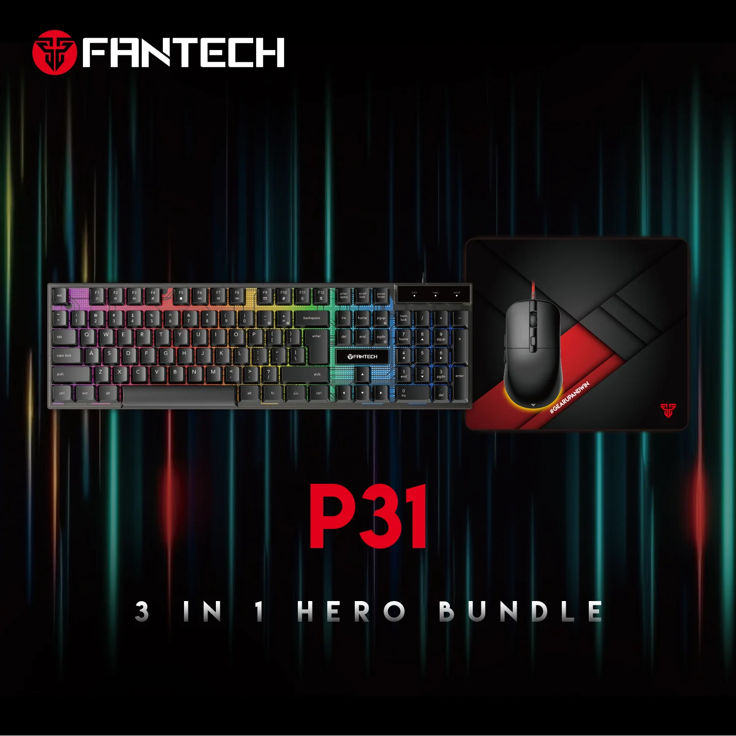 FANTECH P31 HERO BUNDLE GAMING SET (KEYBOAR+MOUSE+PAD) FANTECH P31 HERO BUNDLE GAMING SET (KEYBOAR+MOUSE+PAD)